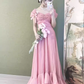 Vintage A line Pink Long Prom Dresses C28