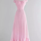 Vintage A line Pink Long Prom Dresses C28