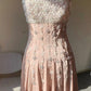 20th Birthday A line Straps Satin Pink Homecoming Dresses Short Party Dress C2915