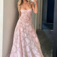 Pretty Mermaid Spaghetti Straps Light Pink Lace Prom Dresses Long Evening Dress C2926