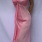 Pretty A line Halter Sleeveless Pink Chiffon Prom Dresses Long Evening Dress C2928
