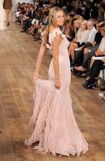 Pretty Mermaid V neckline Long Chiffon Prom Dresses Evening Dress C2939