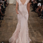 Pretty Mermaid V neckline Long Chiffon Prom Dresses Evening Dress C2939