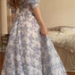 Fancy High Low Sweetheart Short Sleeves Floral Prom Dresses Evening Dress With Ruffles C2967