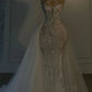 Romantic Wedding Dress Long Mermaid V Neck Spaghetti Strap With Beadings C297