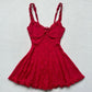 16th Birthday A Line Spaghetti Straps Red Homecoming Dresses Lace Short Mini Party Dress C2982