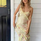 Elegant Mermaid Spaghetti Straps Yellow Chiffon Long Lace Prom Dresses Evening Dress C3015