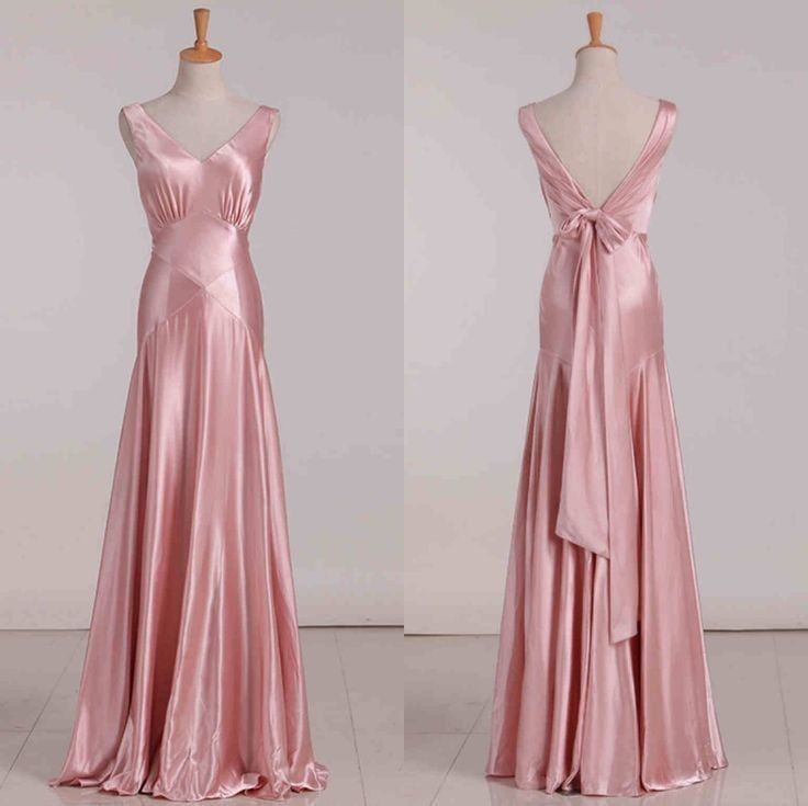 Gorgeous Mermaid V Neckline Long Satin Prom Dresses Beads Evening Dress C3029
