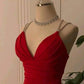 Modest A Line Spaghetti Straps Red Prom Dresses Evening Dress C3072