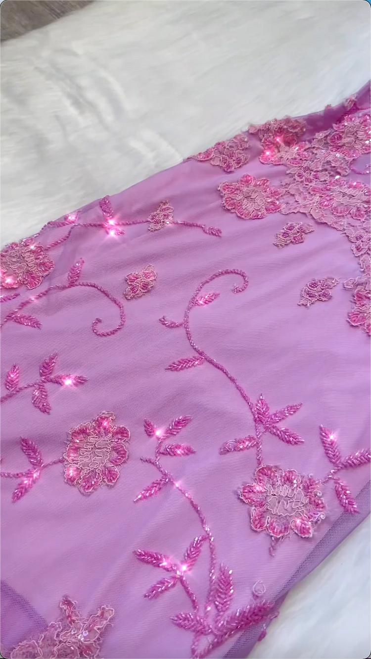 Vintage A Line Spaghetti Straps Pink Lace Floor Length Prom Dresses Beads Evening Dress C3100