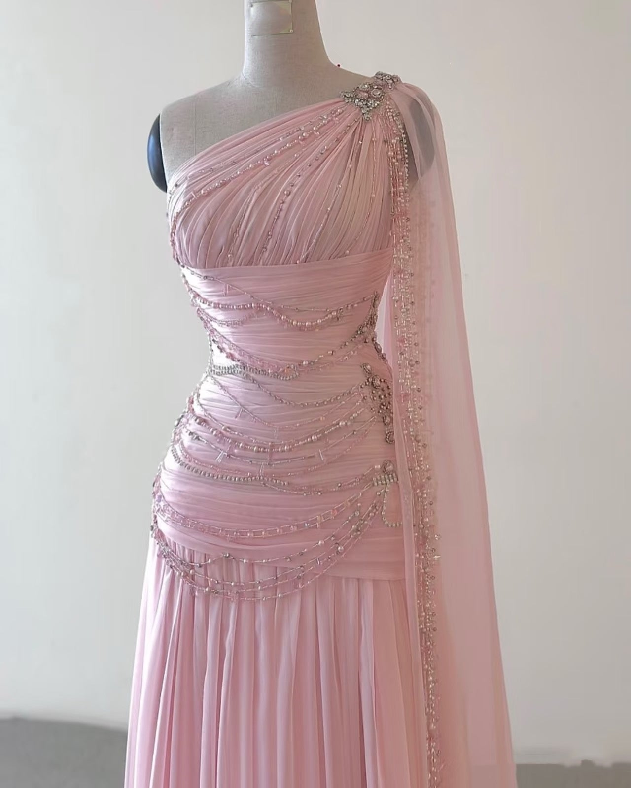 Vintage A Line One Shoulder Chiffon Floor Length Prom Dresses Beads Ev BlingDress Vintage A Line One Shoulder Chiffon Floor Length Prom Dresses Beads Ev BlingDress