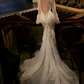 Robe de mariée sirène à encolure haute et manches longues en dentelle, conte de fées, C312