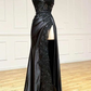 Pretty V Neck Satin Lace Long Prom Dress, Elegant Lace Long Evening Dress C3127