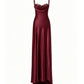Pretty A line Straps Light Sky Blue Satin Long Party Dress Prom Dresses C3142