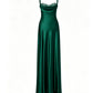 Pretty A line Straps Light Sky Blue Satin Long Party Dress Prom Dresses C3142