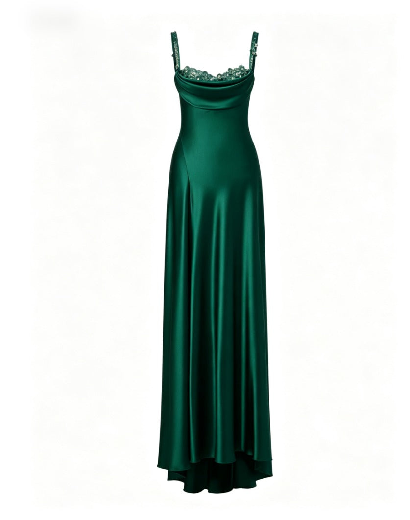 Pretty A line Straps Light Sky Blue Satin Long Party Dress Prom Dresses C3142
