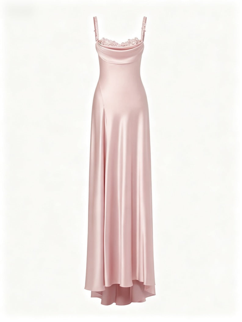 Pretty A line Straps Light Sky Blue Satin Long Party Dress Prom Dresses C3142