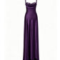 Pretty A line Straps Light Sky Blue Satin Long Party Dress Prom Dresses C3142