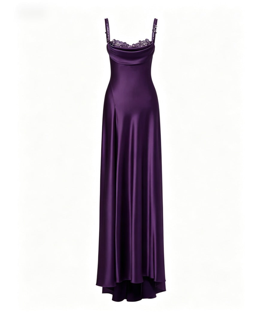 Pretty A line Straps Light Sky Blue Satin Long Party Dress Prom Dresses C3142