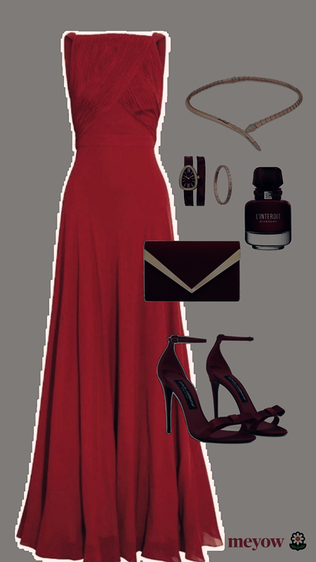 Elegant A Line Sleeveless Chiffon Red Long Prom Dresses Evening Dress C3169
