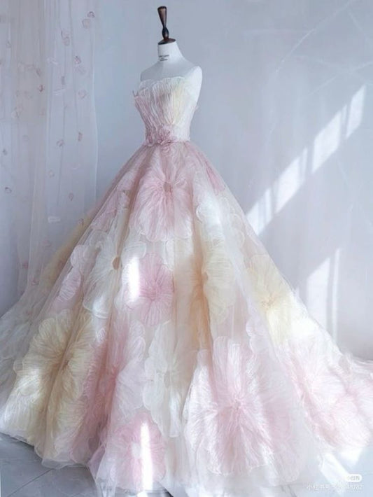 Jolie robe de bal en tulle rose à décolleté en cœur et longue longueur au sol pour les robes de bal Sweet 16 C3180