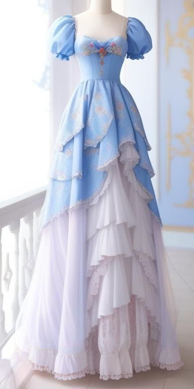 Chic Ball Gown Sweetheart Blue Long Prom Dresses With Layers Party Dress C3194