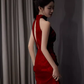 Vintage Mermaid Burgundy High Neckline Long Prom Dresses C31