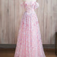 Pink Lace A-line Sweetheart Off Shoulder Simple Prom Dress Pink Lace Prom Dresses C3206