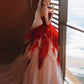 Jolie robe de bal en tulle à décolleté en cœur et longues couches rouges pour les robes de bal Sweet 16 C3210