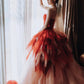 Jolie robe de bal en tulle à décolleté en cœur et longues couches rouges pour les robes de bal Sweet 16 C3210