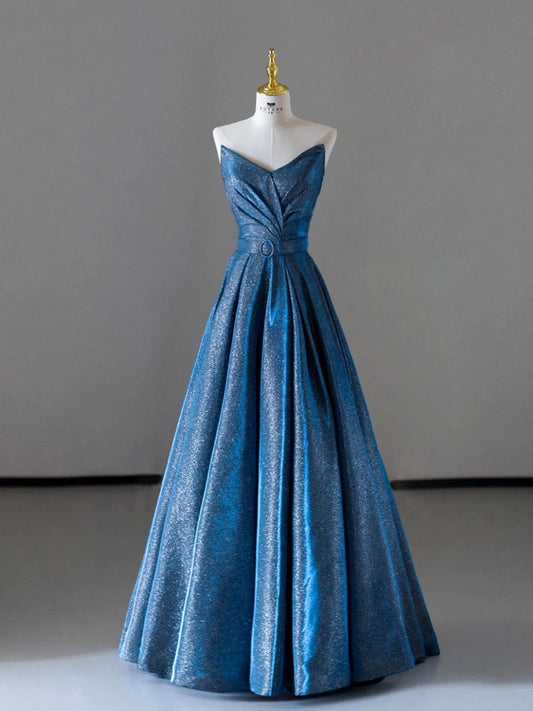 Elegant A line Sweetheart Blue Sequin Party Dress Prom Dresses Evening Dress C3213