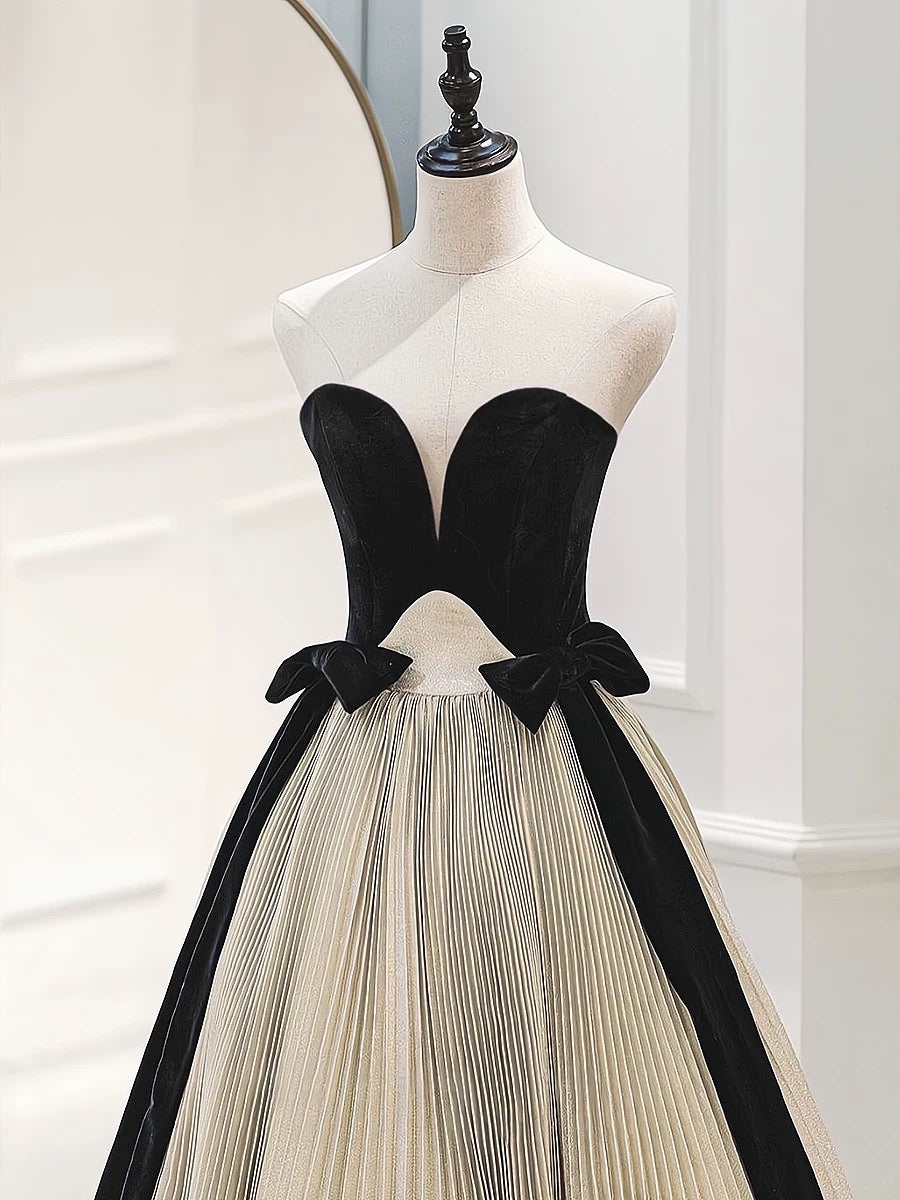 Jolie robe de bal sans bretelles en tulle à volants champagne, longue, pour bal de fin d'année, avec gants, C3220