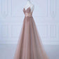 Elegant A-Line Spaghetti Straps Tulle Long Prom Dress Evening Dress C3226