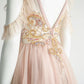 Elegant A-Line Jewel Neckline Tulle Long Prom Dress Evening Dress C3227