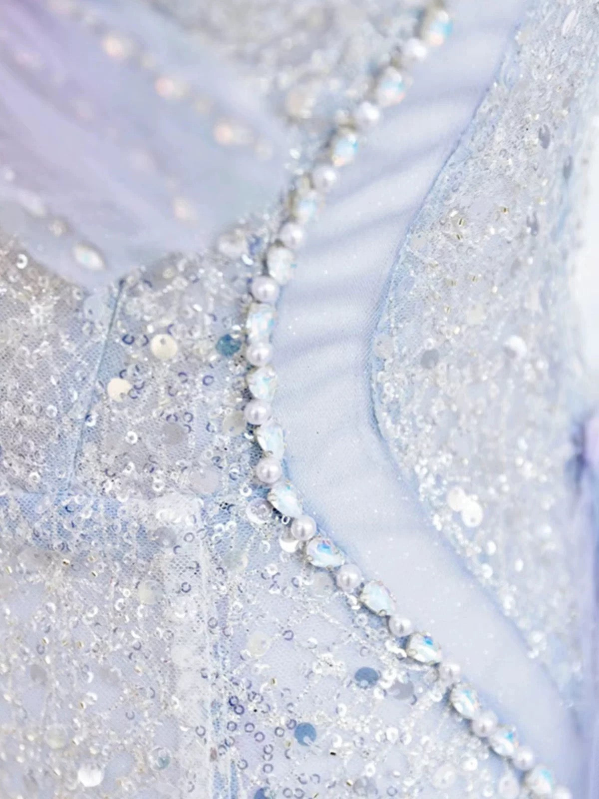 Elegant Mermaid Strapless Neckline Blue Sequin Long Prom Dress Evening Dresses C3243