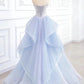 Elegant Mermaid Strapless Neckline Blue Sequin Long Prom Dress Evening Dresses C3243