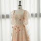 Elegant A Line Strapless Neckline Floral Lace Long Prom Dress Evening Dresses C3244