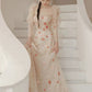 Elegant A Line Strapless Neckline Floral Lace Long Prom Dress Evening Dresses C3244