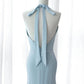 Elegant Mermaid V Neckline Blue Backless Pearls Long Prom Dress Evening Dresses C3248