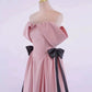 Elegant Ball Gown Off The Shoulder Pink Satin Long Prom Dress Evening Dresses C3249
