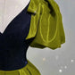 Elegant Ball Gown V Neckline Olive Green Satin Long Prom Dress Evening Dresses C3250