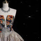 Pretty Ball Gown Strapless Floral Satin Long Prom Dress Evening Dresses With Bowknot CC3253