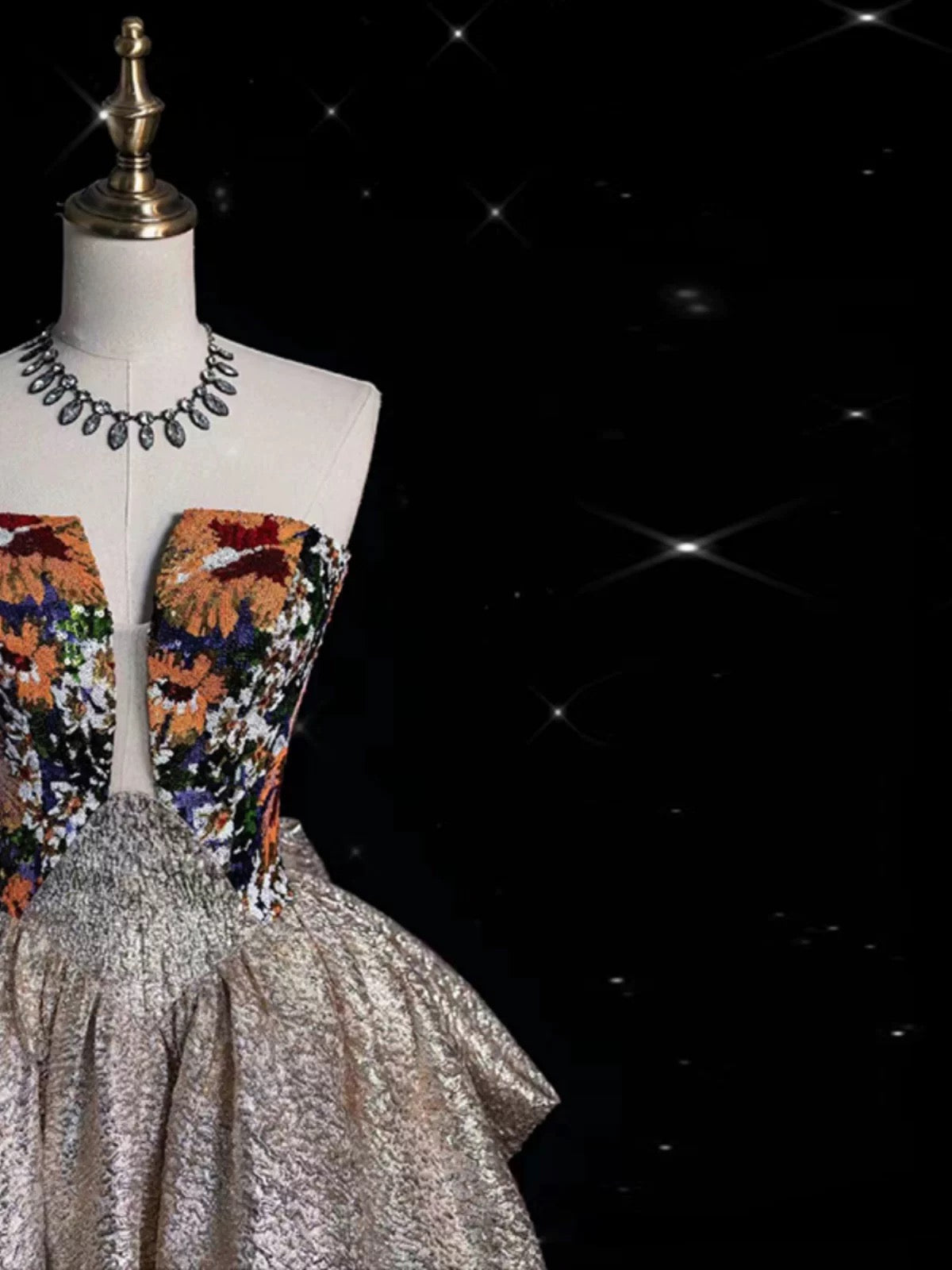 Pretty Ball Gown Strapless Floral Satin Long Prom Dress Evening Dresses With Bowknot CC3253