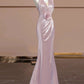 Elegant Sheath V Neckline Pink Sequin Long Prom Dress Evening Dresses With Flowers C3254