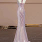 Elegant Sheath V Neckline Pink Sequin Long Prom Dress Evening Dresses With Flowers C3254