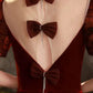 Elegant Mermaid Sweetheart Burgundy Short Sleeves Long Prom Dress Evening Dresses C3261
