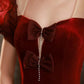 Elegant Mermaid Sweetheart Burgundy Short Sleeves Long Prom Dress Evening Dresses C3261