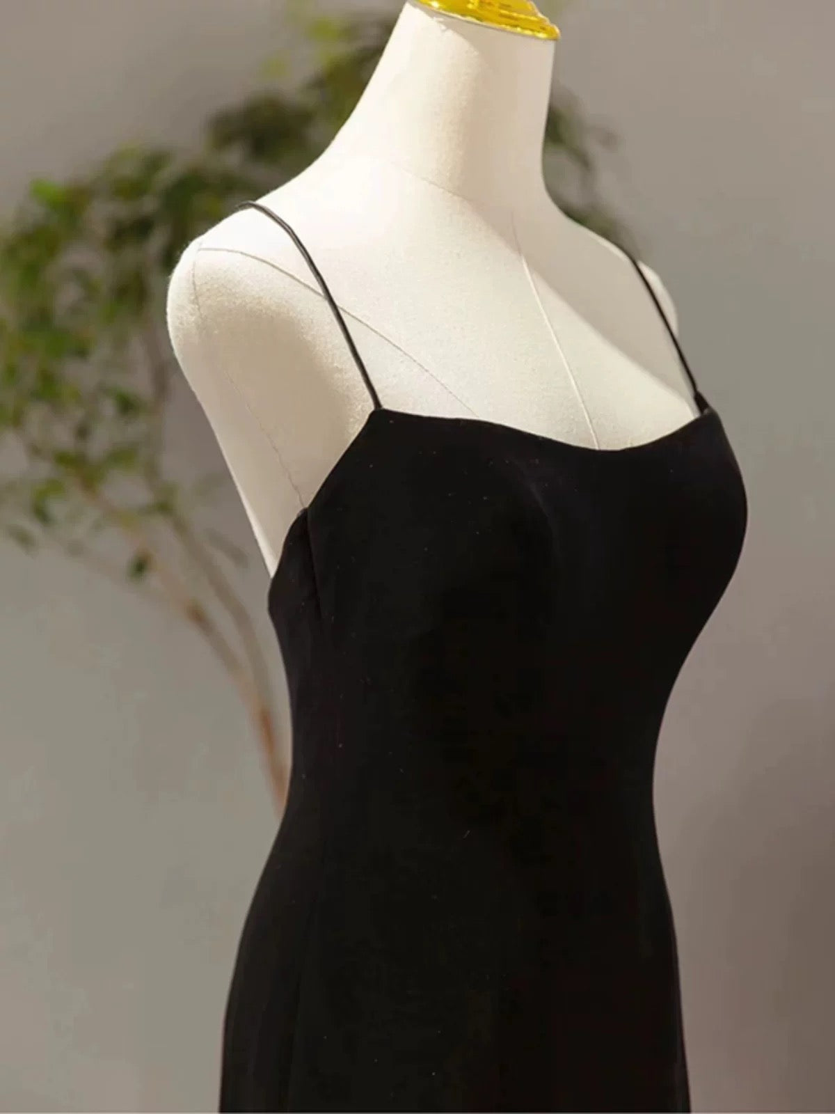 Sexy Mermaid Spaghetti Straps Black Long Prom Dresses Evening Dress C3265