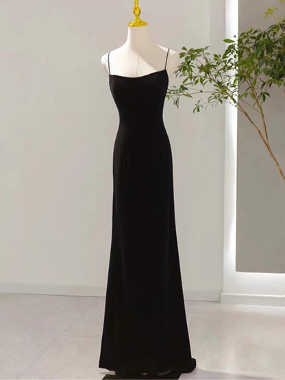 Sexy Mermaid Spaghetti Straps Black Long Prom Dresses Evening Dress C3265