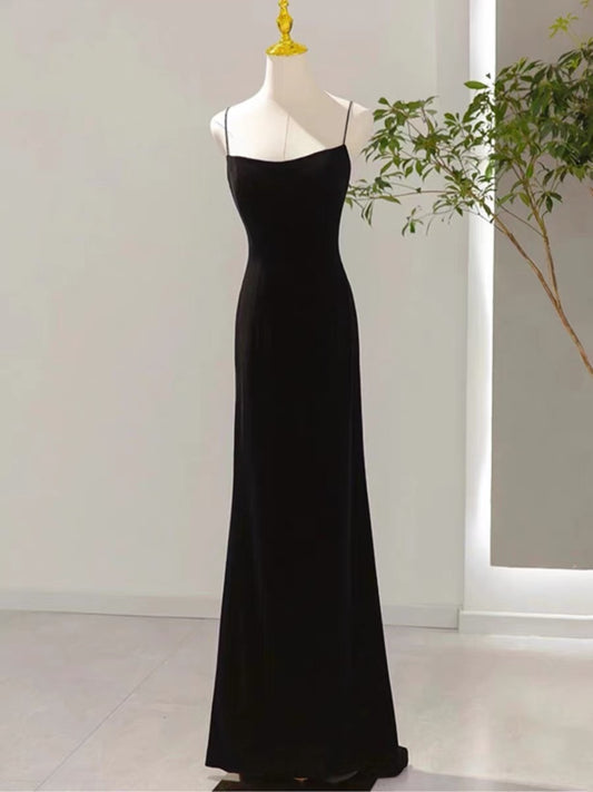 Sexy Mermaid Spaghetti Straps Black Long Prom Dresses Evening Dress C3265